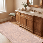 Headland2 Traditional Medallion Border Beige Grey Blush Cream Washable Indoor Outdoor Entryway Rug - RugzellaDigital Print RugRugzellaRugzellaBBB422-RECT-24x47-60x120cmRGZLLA122161Rectangle2' x 3'11" (60x120 cm)RUNNER | Headland2 runner bathroom