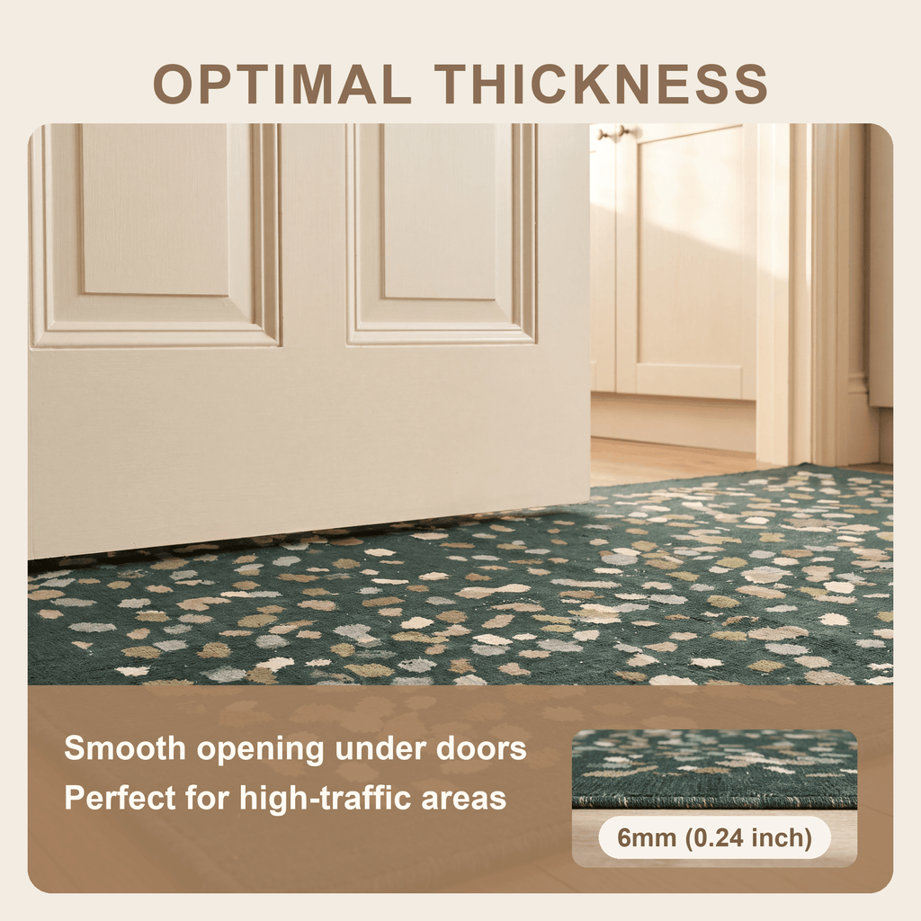 Heartsease Modern Speckled Mosaic Dot Forest Green Moss Bone Washable Indoor Outdoor Entryway Rug - RugzellaDigital Print RugRugzellaRugzellaBBB574-RECT-24x47-60x120cmRGZLLA172746Rectangle2' x 3'11" (60x120 cm)SHARED | Heartsease feature thickness