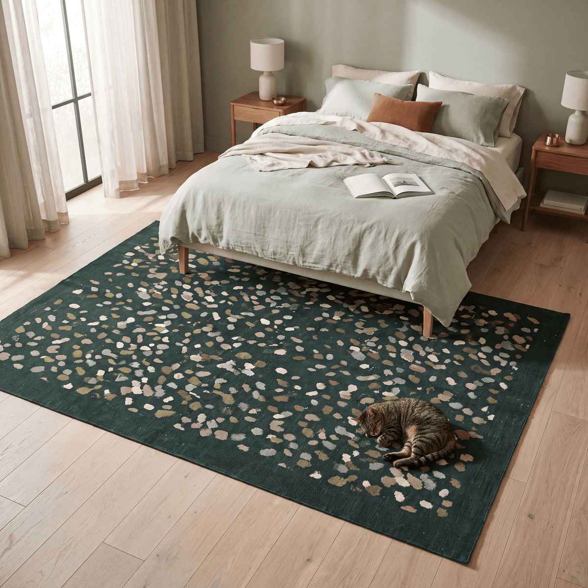 Heartsease Modern Speckled Mosaic Dot Forest Green Moss Bone Washable Indoor Outdoor Entryway Rug - RugzellaDigital Print RugRugzellaRugzellaBBB574-RECT-24x47-60x120cmRGZLLA172746Rectangle2' x 3'11" (60x120 cm)RECTANGLE | Heartsease rectangle bedroom