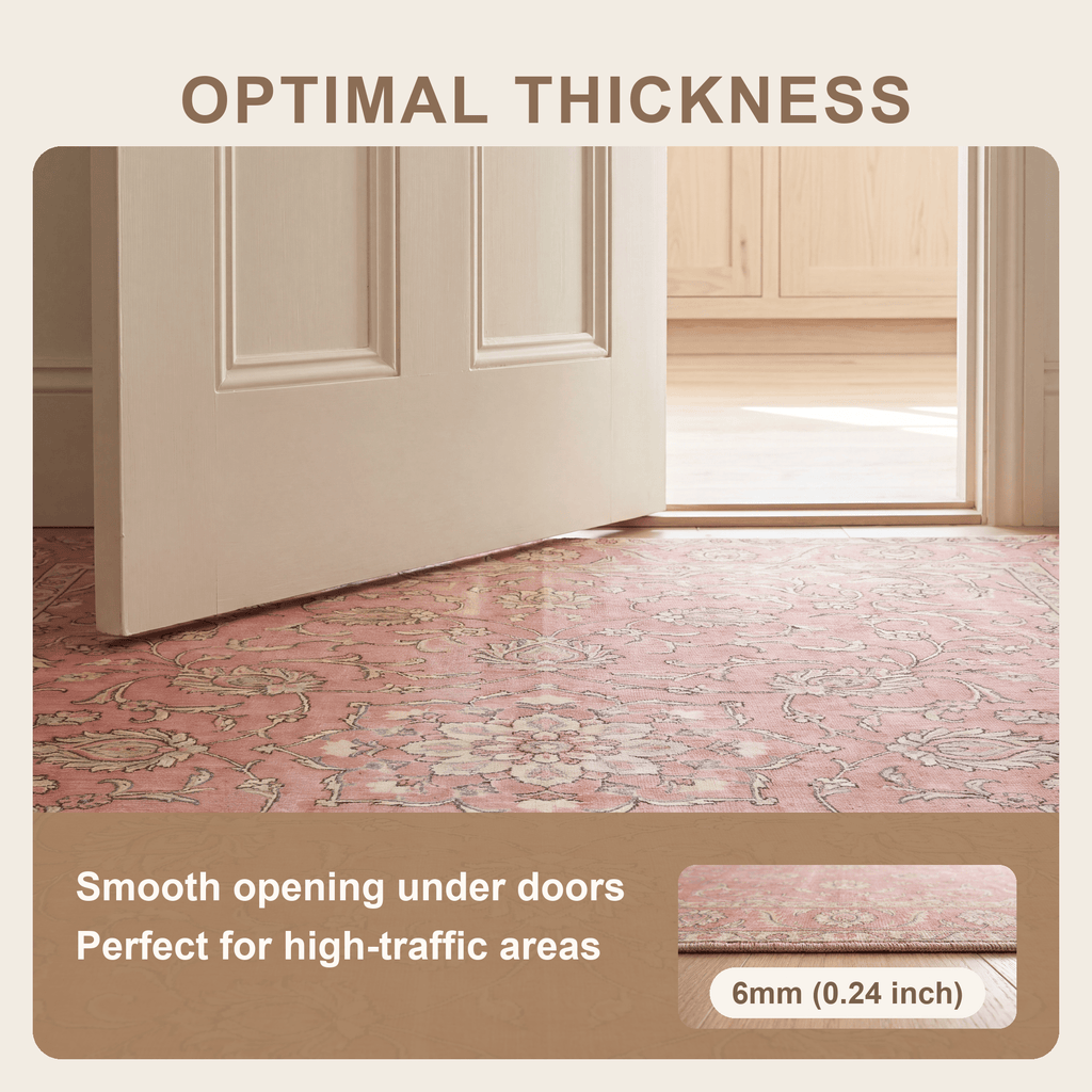 Hellebore Traditional Overdyed Floral Medallion Rose Madder Cream Washable Indoor Outdoor Rug - RugzellaDigital Print RugRugzellaRugzellaBBB575-RECT-24x47-60x120cmRGZLLA173081Rectangle2' x 3'11" (60x120 cm)SHARED | Hellebore feature thickness
