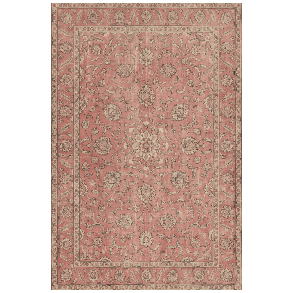 Hellebore Traditional Overdyed Floral Medallion Rose Madder Cream Washable Indoor Outdoor Rug - RugzellaDigital Print RugRugzellaRugzellaBBB575-RECT-24x47-60x120cmRGZLLA173081Rectangle2' x 3'11" (60x120 cm)RECTANGLE | HERO | Hellebore rectangle
