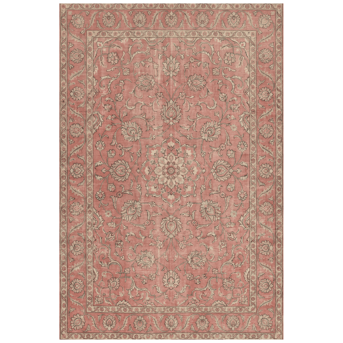 Hellebore Traditional Overdyed Floral Medallion Rose Madder Cream Washable Indoor Outdoor Rug - RugzellaDigital Print RugRugzellaRugzellaBBB575-RECT-24x47-60x120cmRGZLLA173081Rectangle2' x 3'11" (60x120 cm)RECTANGLE | HERO | Hellebore rectangle