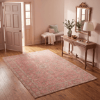 Hellebore Traditional Overdyed Floral Medallion Rose Madder Cream Washable Indoor Outdoor Rug - RugzellaDigital Print RugRugzellaRugzellaBBB575-RECT-24x47-60x120cmRGZLLA173081Rectangle2' x 3'11" (60x120 cm)RECTANGLE | Hellebore rectangle entryway