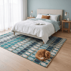 Hempnettle Modern Brushstroke Stripe Emerald Teal Ink Washable Indoor Outdoor Entryway Rug - RugzellaDigital Print RugRugzellaRugzellaBBB576-RECT-24x47-60x120cmRGZLLA173416Rectangle2' x 3'11" (60x120 cm)RECTANGLE | Hempnettle rectangle bedroom