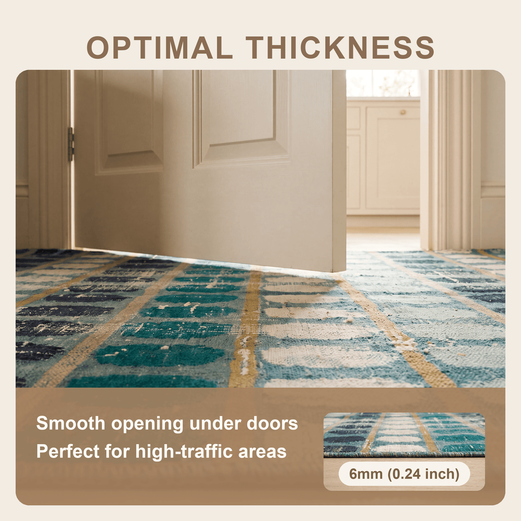 Hempnettle Modern Brushstroke Stripe Emerald Teal Ink Washable Indoor Outdoor Entryway Rug - RugzellaDigital Print RugRugzellaRugzellaBBB576-RECT-24x47-60x120cmRGZLLA173416Rectangle2' x 3'11" (60x120 cm)SHARED | Hempnettle feature thickness