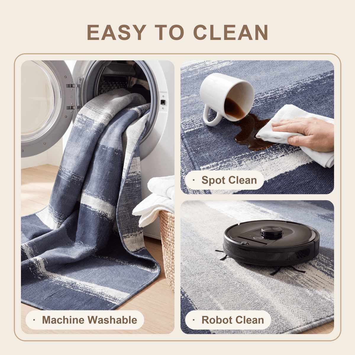 Hollywood Modern Brushstroke Stripe Indigo Blue Grey Chalk White Washable Indoor Outdoor Entryway Rug - RugzellaDigital Print RugRugzellaRugzellaBBB578-RECT-24x47-60x120cmRGZLLA174086Rectangle2' x 3'11" (60x120 cm)SHARED | Hollywood feature clean