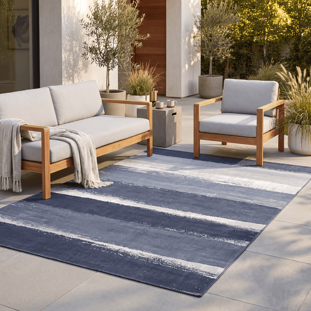 Hollywood Modern Brushstroke Stripe Indigo Blue Grey Chalk White Washable Indoor Outdoor Entryway Rug - RugzellaDigital Print RugRugzellaRugzellaBBB578-RECT-24x47-60x120cmRGZLLA174086Rectangle2' x 3'11" (60x120 cm)RECTANGLE | Hollywood rectangle outdoor
