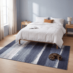 Hollywood Modern Brushstroke Stripe Indigo Blue Grey Chalk White Washable Indoor Outdoor Entryway Rug - RugzellaDigital Print RugRugzellaRugzellaBBB578-RECT-24x47-60x120cmRGZLLA174086Rectangle2' x 3'11" (60x120 cm)RECTANGLE | Hollywood rectangle bedroom