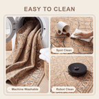 Honesty Traditional Floral Border Camel Cream Indigo Washable Indoor Outdoor Entryway Rug - RugzellaDigital Print RugRugzellaRugzellaBBB579-RECT-24x47-60x120cmRGZLLA174421Rectangle2' x 3'11" (60x120 cm)SHARED | Honesty feature clean