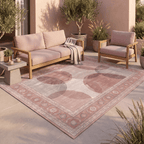 Honeysuckle Modern Overlapping Circles Clay Rose Ash Gray Washable Indoor Outdoor Entryway Rug - RugzellaDigital Print RugRugzellaRugzellaBBB580-RECT-24x47-60x120cmRGZLLA174756Rectangle2' x 3'11" (60x120 cm)RECTANGLE | Honeysuckle rectangle outdoor
