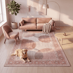 Honeysuckle Modern Overlapping Circles Clay Rose Ash Gray Washable Indoor Outdoor Entryway Rug - RugzellaDigital Print RugRugzellaRugzellaBBB580-RECT-24x47-60x120cmRGZLLA174756Rectangle2' x 3'11" (60x120 cm)RECTANGLE | Honeysuckle rectangle livingroom