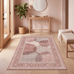 Honeysuckle Modern Overlapping Circles Clay Rose Ash Gray Washable Indoor Outdoor Entryway Rug - RugzellaDigital Print RugRugzellaRugzellaBBB580-RECT-24x47-60x120cmRGZLLA174756Rectangle2' x 3'11" (60x120 cm)RECTANGLE | Honeysuckle rectangle entryway