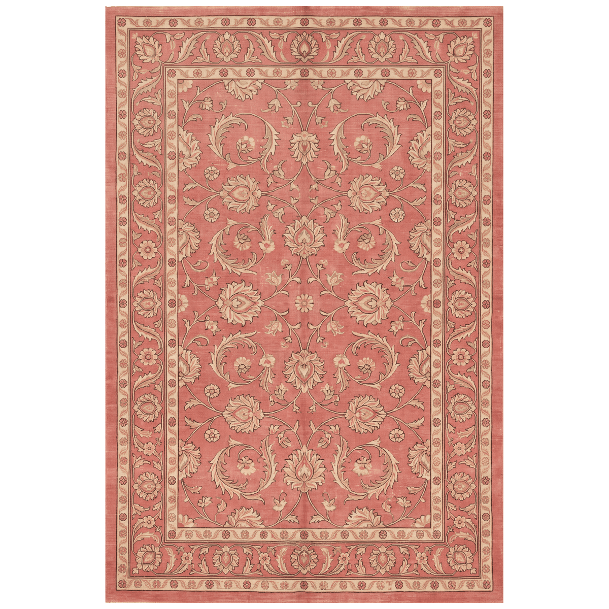 Hornwort Traditional Floral Border Rose Madder Cream Washable Indoor Outdoor Entryway Rug - RugzellaDigital Print RugRugzellaRugzellaBBB581-RECT-24x47-60x120cmRGZLLA175091Rectangle2' x 3'11" (60x120 cm)RECTANGLE | HERO | Hornwort rectangle