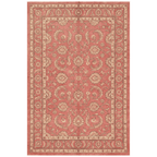 Hornwort Traditional Floral Border Rose Madder Cream Washable Indoor Outdoor Entryway Rug - RugzellaDigital Print RugRugzellaRugzellaBBB581-RECT-24x47-60x120cmRGZLLA175091Rectangle2' x 3'11" (60x120 cm)RECTANGLE | HERO | Hornwort rectangle