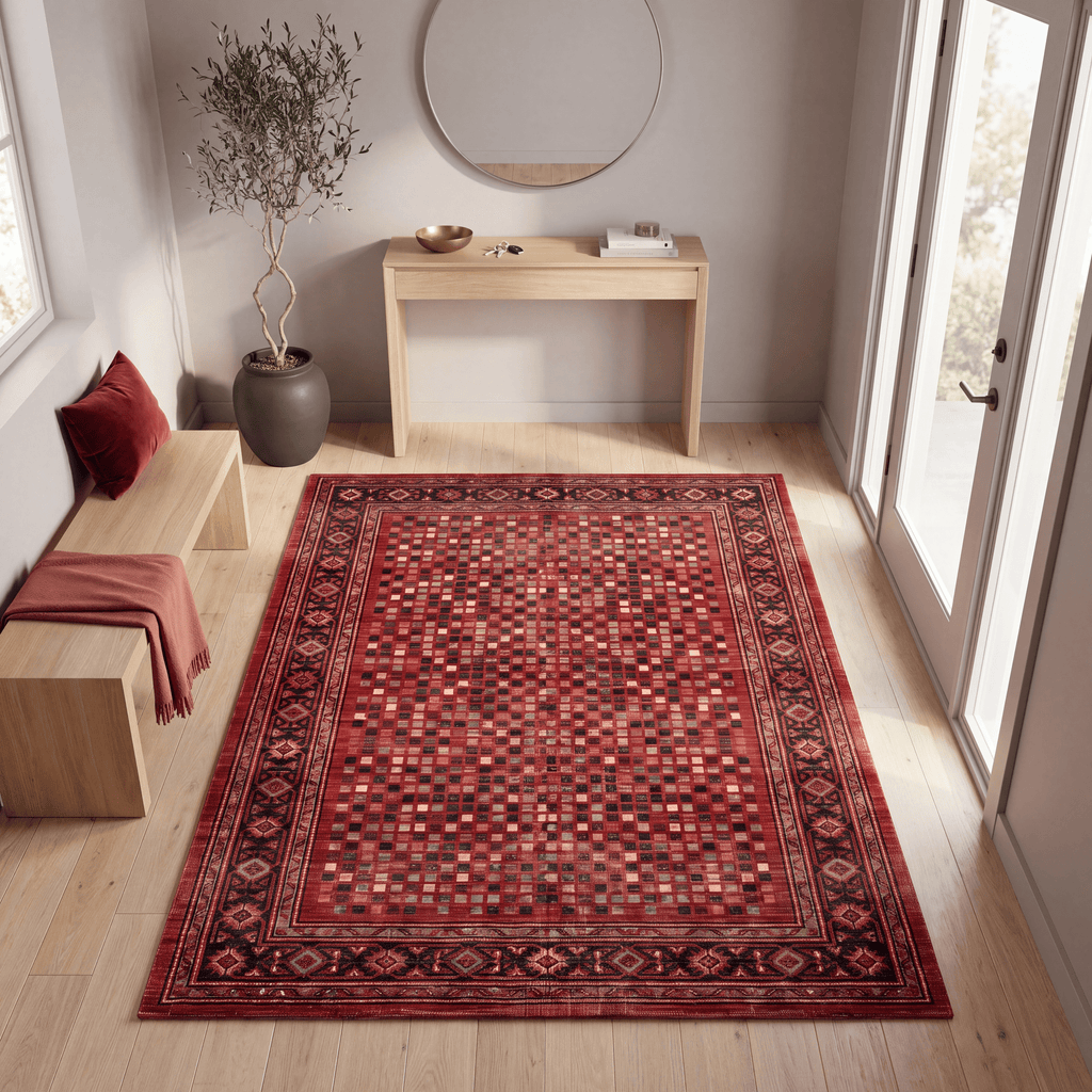 Horsemint Modern Speckled Mosaic Dot Ember Ink Bone Washable Indoor Outdoor Entryway Rug - RugzellaDigital Print RugRugzellaRugzellaBBB582-RECT-24x47-60x120cmRGZLLA175426Rectangle2' x 3'11" (60x120 cm)RECTANGLE | Horsemint rectangle entryway