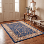 Howe Traditional Floral Border Indigo Ivory Madder Red Washable Indoor Outdoor Entryway Rug - RugzellaDigital Print RugRugzellaRugzellaBBB457-RECT-24x47-60x120cmRGZLLA129866Rectangle2' x 3'11" (60x120 cm)RECTANGLE | Howe rectangle entryway