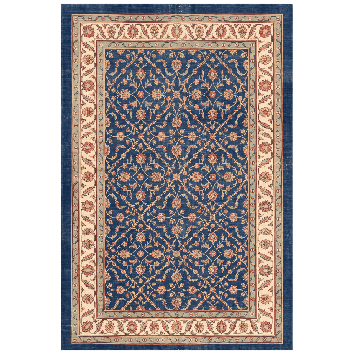 Howe Traditional Floral Border Indigo Ivory Madder Red Washable Indoor Outdoor Entryway Rug - RugzellaDigital Print RugRugzellaRugzellaBBB457-RECT-24x47-60x120cmRGZLLA129866Rectangle2' x 3'11" (60x120 cm)RECTANGLE | HERO | Howe rectangle