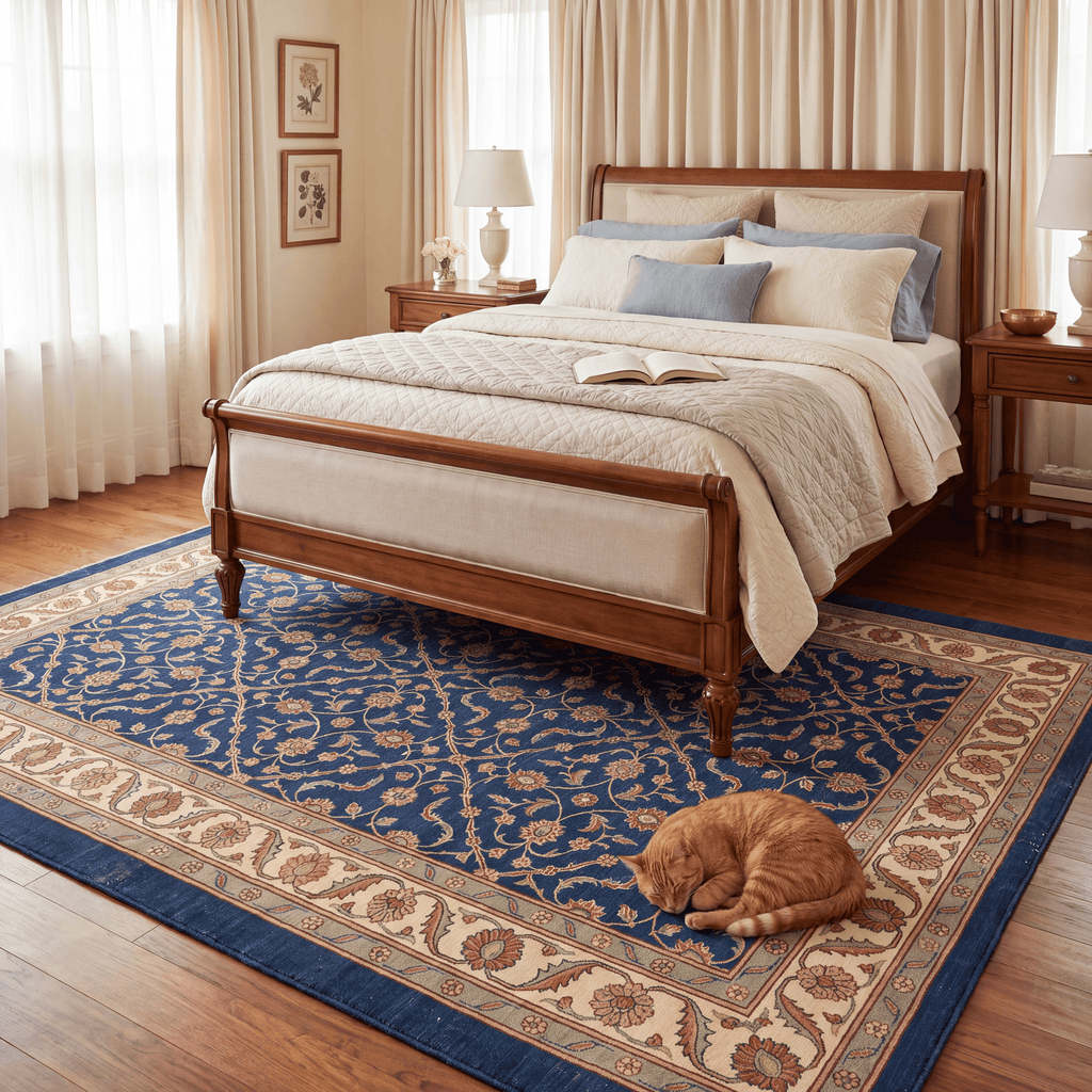 Howe Traditional Floral Border Indigo Ivory Madder Red Washable Indoor Outdoor Entryway Rug - RugzellaDigital Print RugRugzellaRugzellaBBB457-RECT-24x47-60x120cmRGZLLA129866Rectangle2' x 3'11" (60x120 cm)RECTANGLE | Howe rectangle bedroom