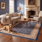 Howe Traditional Floral Border Indigo Ivory Madder Red Washable Indoor Outdoor Entryway Rug - RugzellaDigital Print RugRugzellaRugzellaBBB457-RECT-24x47-60x120cmRGZLLA129866Rectangle2' x 3'11" (60x120 cm)RECTANGLE | Howe rectangle livingroom