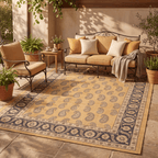Hyacinth Traditional All Over Floral Bordered Mustard Charcoal Ivory Washable Indoor Outdoor Entryway Rug - RugzellaDigital Print RugRugzellaRugzellaBBB584-RECT-24x47-60x120cmRGZLLA176096Rectangle2' x 3'11" (60x120 cm)RECTANGLE | Hyacinth rectangle outdoor