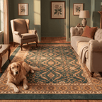 Inlet2 Traditional Floral Border Forest Green Gold Cream Washable Indoor Outdoor Rug - RugzellaDigital Print RugRugzellaRugzellaBBB425-RECT-24x47-60x120cmRGZLLA123166Rectangle2' x 3'11" (60x120 cm)RECTANGLE | Inlet2 rectangle livingroom