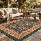 Inlet2 Traditional Floral Border Forest Green Gold Cream Washable Indoor Outdoor Rug - RugzellaDigital Print RugRugzellaRugzellaBBB425-RECT-24x47-60x120cmRGZLLA123166Rectangle2' x 3'11" (60x120 cm)RECTANGLE | Inlet2 rectangle outdoor