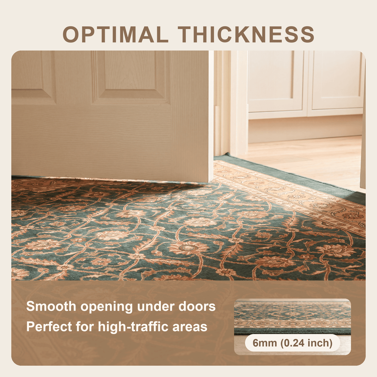 Inlet2 Traditional Floral Border Forest Green Gold Cream Washable Indoor Outdoor Rug - RugzellaDigital Print RugRugzellaRugzellaBBB425-RECT-24x47-60x120cmRGZLLA123166Rectangle2' x 3'11" (60x120 cm)SHARED | Inlet2 feature thickness