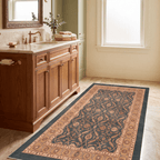 Inlet2 Traditional Floral Border Forest Green Gold Cream Washable Indoor Outdoor Rug - RugzellaDigital Print RugRugzellaRugzellaBBB425-RECT-24x47-60x120cmRGZLLA123166Rectangle2' x 3'11" (60x120 cm)RUNNER | Inlet2 runner bathroom