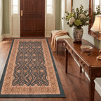 Inlet2 Traditional Floral Border Forest Green Gold Cream Washable Indoor Outdoor Rug - RugzellaDigital Print RugRugzellaRugzellaBBB425-RECT-24x47-60x120cmRGZLLA123166Rectangle2' x 3'11" (60x120 cm)RUNNER | Inlet2 runner entryway