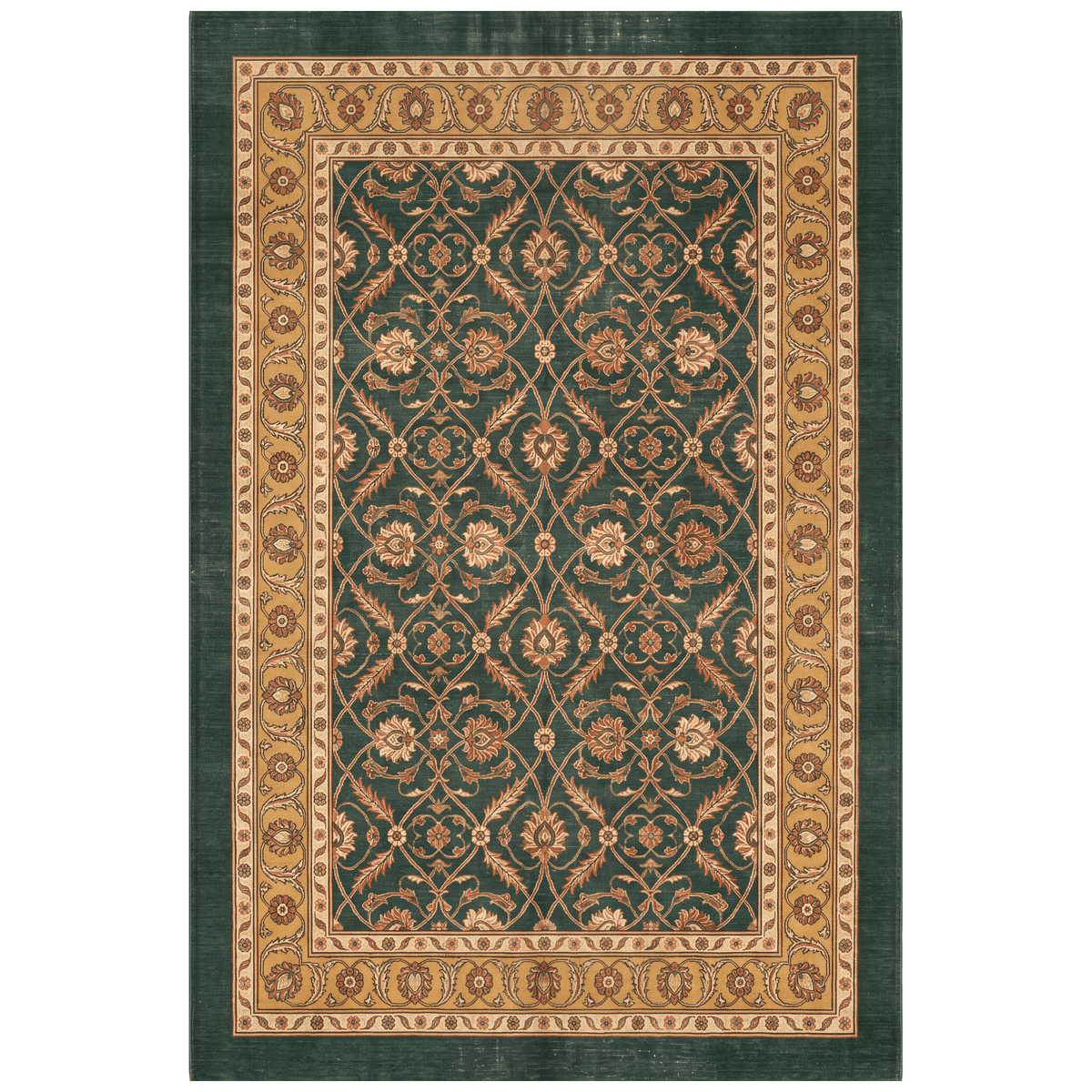 Inlet2 Traditional Floral Border Forest Green Gold Cream Washable Indoor Outdoor Rug - RugzellaDigital Print RugRugzellaRugzellaBBB425-RECT-24x47-60x120cmRGZLLA123166Rectangle2' x 3'11" (60x120 cm)RECTANGLE | HERO | Inlet2 rectangle