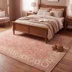Jonquil Traditional Overdyed Medallion Rose Madder Cream Washable Indoor Outdoor Entryway Rug - RugzellaDigital Print RugRugzellaRugzellaBBB587-RECT-24x47-60x120cmRGZLLA177101Rectangle2' x 3'11" (60x120 cm)RECTANGLE | Jonquil rectangle bedroom