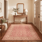 Jonquil Traditional Overdyed Medallion Rose Madder Cream Washable Indoor Outdoor Entryway Rug - RugzellaDigital Print RugRugzellaRugzellaBBB587-RECT-24x47-60x120cmRGZLLA177101Rectangle2' x 3'11" (60x120 cm)RECTANGLE | Jonquil rectangle entryway