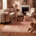 Jonquil Traditional Overdyed Medallion Rose Madder Cream Washable Indoor Outdoor Entryway Rug - RugzellaDigital Print RugRugzellaRugzellaBBB587-RECT-24x47-60x120cmRGZLLA177101Rectangle2' x 3'11" (60x120 cm)RECTANGLE | Jonquil rectangle livingroom