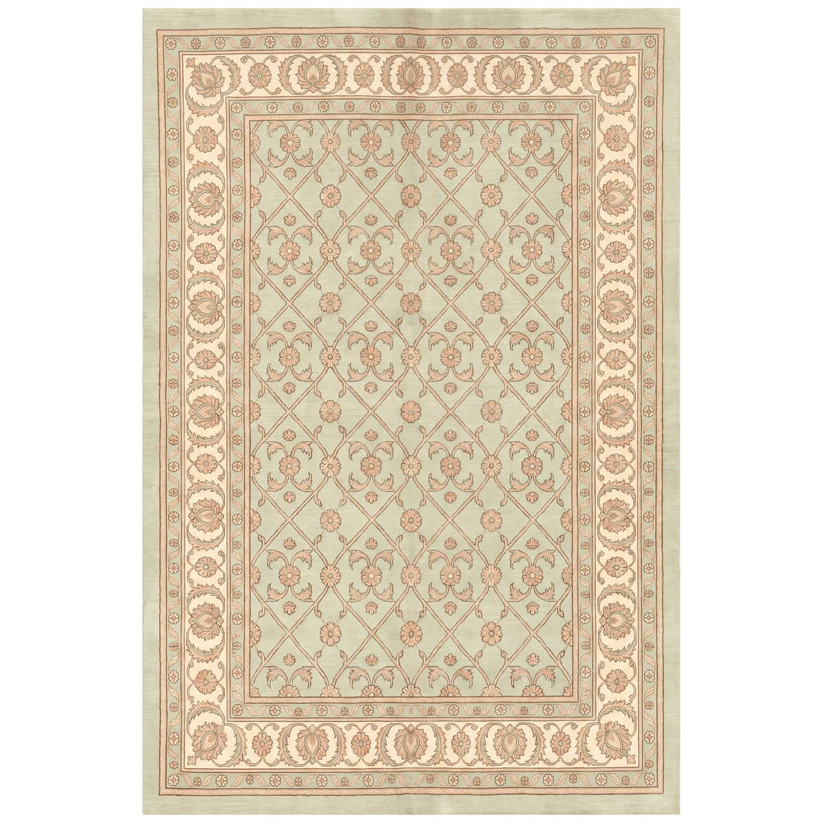 Kelder Traditional All-Over Floral Border Sage Ivory Rose Washable Indoor Outdoor Entryway Rug - RugzellaDigital Print RugRugzellaRugzellaBBB458-RECT-24x47-60x120cmRGZLLA130871Rectangle2' x 3'11" (60x120 cm)RECTANGLE | HERO | Kelder rectangle