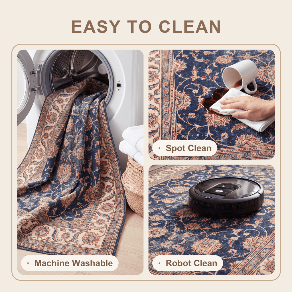 Kettle Traditional Distressed Medallion Indigo Ivory Madder Red Washable Indoor Outdoor Entryway Rug - RugzellaDigital Print RugRugzellaRugzellaBBB459-RECT-24x47-60x120cmRGZLLA130201Rectangle2' x 3'11" (60x120 cm)SHARED | Kettle feature clean