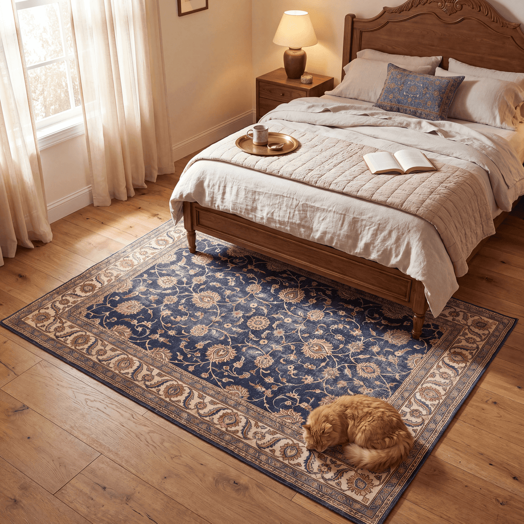 Kettle Traditional Distressed Medallion Indigo Ivory Madder Red Washable Indoor Outdoor Entryway Rug - RugzellaDigital Print RugRugzellaRugzellaBBB459-RECT-24x47-60x120cmRGZLLA130201Rectangle2' x 3'11" (60x120 cm)RECTANGLE | Kettle rectangle bedroom