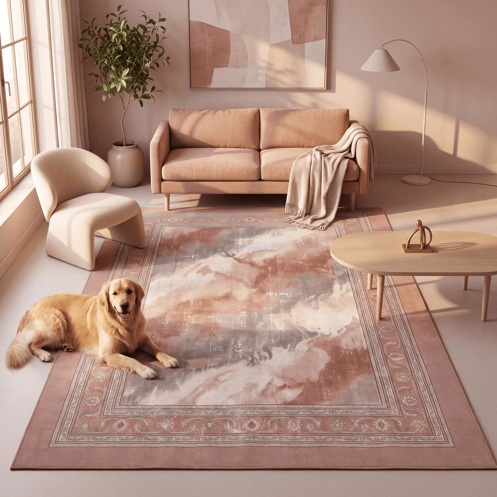 Kingcup Modern Abstract Watercolor Distressed Clay Rose Ash Gray Washable Indoor Outdoor Entryway Rug - RugzellaDigital Print RugRugzellaRugzellaBBB588-RECT-24x47-60x120cmRGZLLA177436Rectangle2' x 3'11" (60x120 cm)RECTANGLE | Kingcup rectangle livingroom