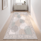 Knoll2 Modern Overlapping Circles Sage Green Linen Fog Washable Indoor Outdoor Rug - RugzellaDigital Print RugRugzellaRugzellaBBB426-RECT-24x47-60x120cmRGZLLA123501Rectangle2' x 3'11" (60x120 cm)RUNNER | Knoll2 runner hallway