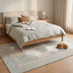 Knoll2 Modern Overlapping Circles Sage Green Linen Fog Washable Indoor Outdoor Rug - RugzellaDigital Print RugRugzellaRugzellaBBB426-RECT-24x47-60x120cmRGZLLA123501Rectangle2' x 3'11" (60x120 cm)RECTANGLE | Knoll2 rectangle bedroom