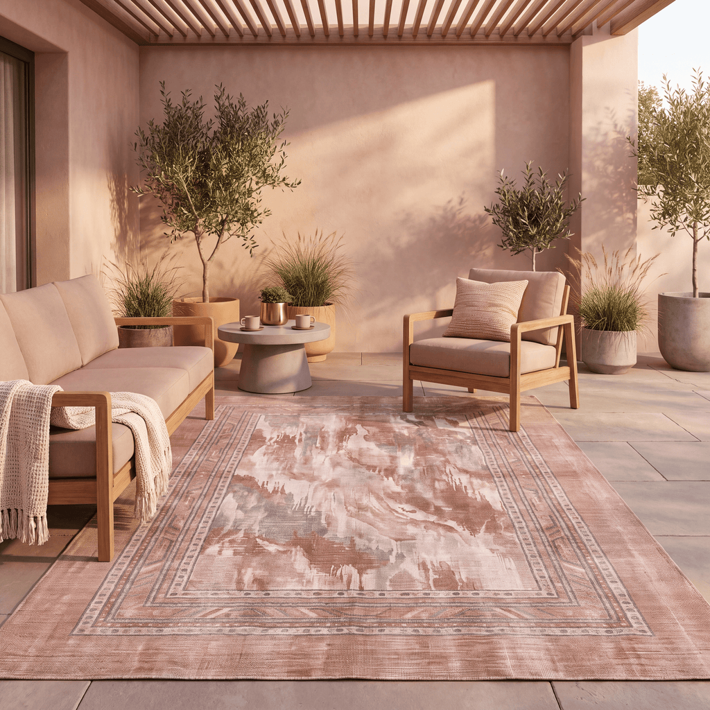 Knotgrass Modern Distressed Clay Rose Ash Solid Washable Indoor Outdoor Entryway Rug - RugzellaDigital Print RugRugzellaRugzellaBBB590-RECT-24x47-60x120cmRGZLLA178106Rectangle2' x 3'11" (60x120 cm)RECTANGLE | Knotgrass rectangle outdoor