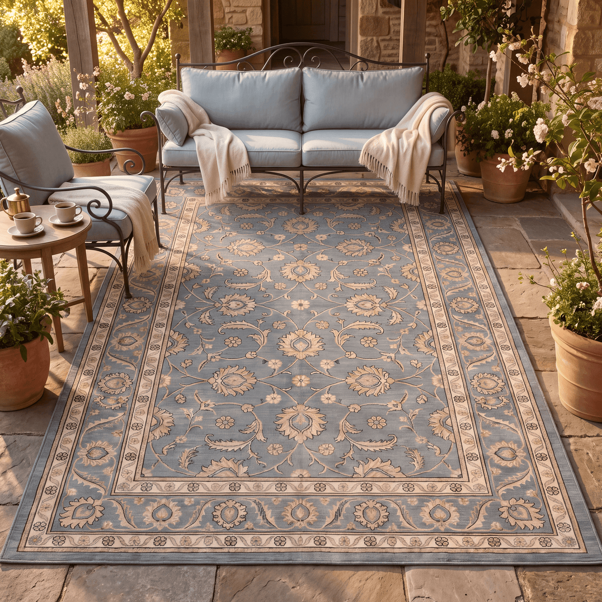 Ladysmock Traditional Overdyed Medallion Slate Bone Gold Washable Indoor Outdoor Entryway Rug - RugzellaDigital Print RugRugzellaRugzellaBBB591-RECT-24x47-60x120cmRGZLLA178441Rectangle2' x 3'11" (60x120 cm)RECTANGLE | Ladysmock rectangle outdoor