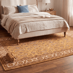 Lagoon2 Traditional Floral Border Saffron Gold Ivory Washable Indoor Outdoor Rug - RugzellaDigital Print RugRugzellaRugzellaBBB391-RECT-24x47-60x120cmRGZLLA113451Rectangle2' x 3'11" (60x120 cm)RECTANGLE | Lagoon2 rectangle bedroom