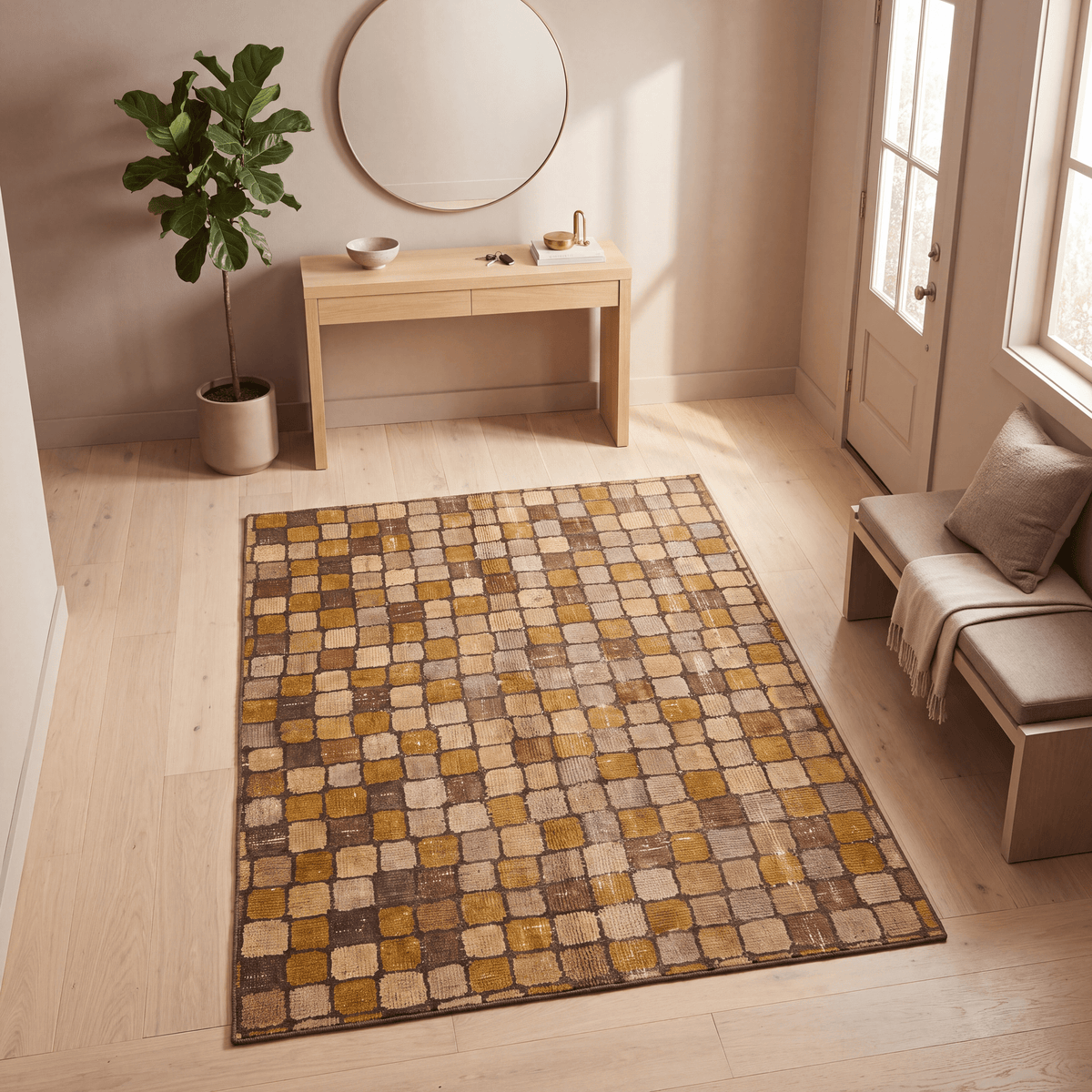 Larkspur Modern Speckled Mosaic Dot Bronze Umber Wheat Washable Indoor Outdoor Entryway Rug - RugzellaDigital Print RugRugzellaRugzellaBBB592-RECT-24x47-60x120cmRGZLLA178776Rectangle2' x 3'11" (60x120 cm)RECTANGLE | Larkspur rectangle entryway