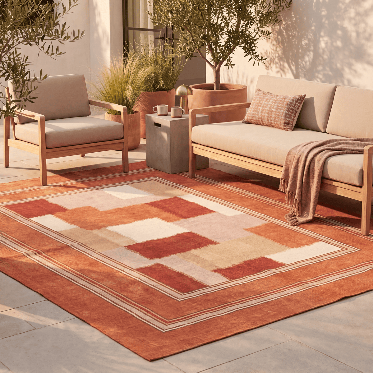 Ledge2 Modern Speckled Mosaic Dot Rust Ember Sand Washable Indoor Outdoor Entryway Rug - RugzellaDigital Print RugRugzellaRugzellaBBB427-RECT-24x47-60x120cmRGZLLA123836Rectangle2' x 3'11" (60x120 cm)RECTANGLE | Ledge2 rectangle outdoor