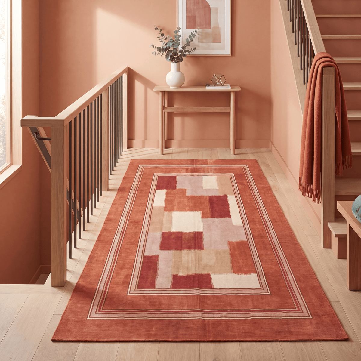 Ledge2 Modern Speckled Mosaic Dot Rust Ember Sand Washable Indoor Outdoor Entryway Rug - RugzellaDigital Print RugRugzellaRugzellaBBB427-RECT-24x47-60x120cmRGZLLA123836Rectangle2' x 3'11" (60x120 cm)RUNNER | Ledge2 runner staircase