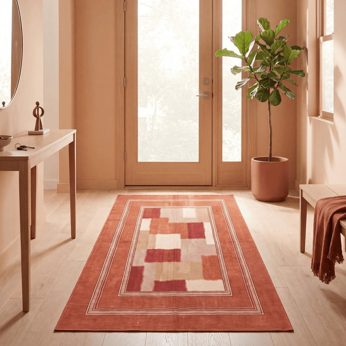 Ledge2 Modern Speckled Mosaic Dot Rust Ember Sand Washable Indoor Outdoor Entryway Rug - RugzellaDigital Print RugRugzellaRugzellaBBB427-RECT-24x47-60x120cmRGZLLA123836Rectangle2' x 3'11" (60x120 cm)RUNNER | Ledge2 runner entryway