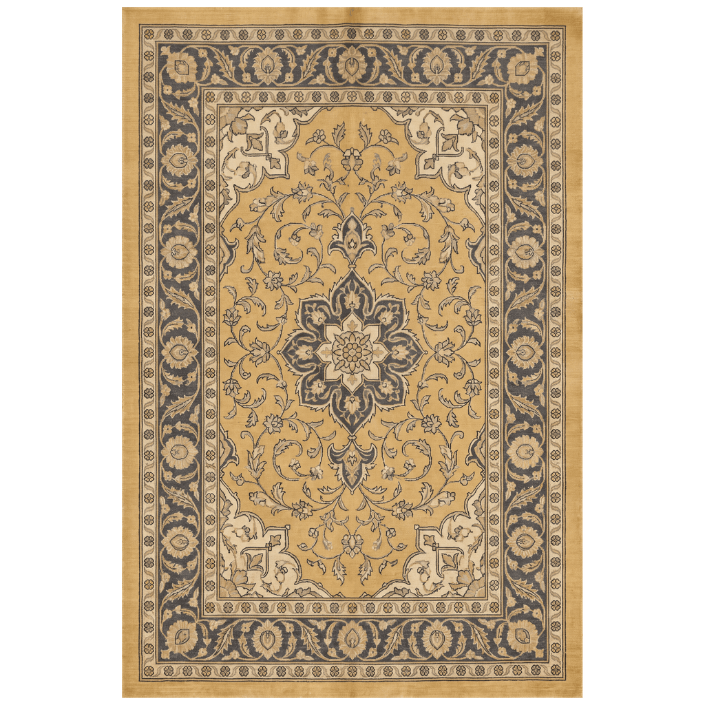 Liverwort Traditional Oriental Style Medallion Mustard Charcoal Ivory Washable Indoor Outdoor Entryway Rug - RugzellaDigital Print RugRugzellaRugzellaBBB593-RECT-24x47-60x120cmRGZLLA179111Rectangle2' x 3'11" (60x120 cm)RECTANGLE | HERO | Liverwort rectangle