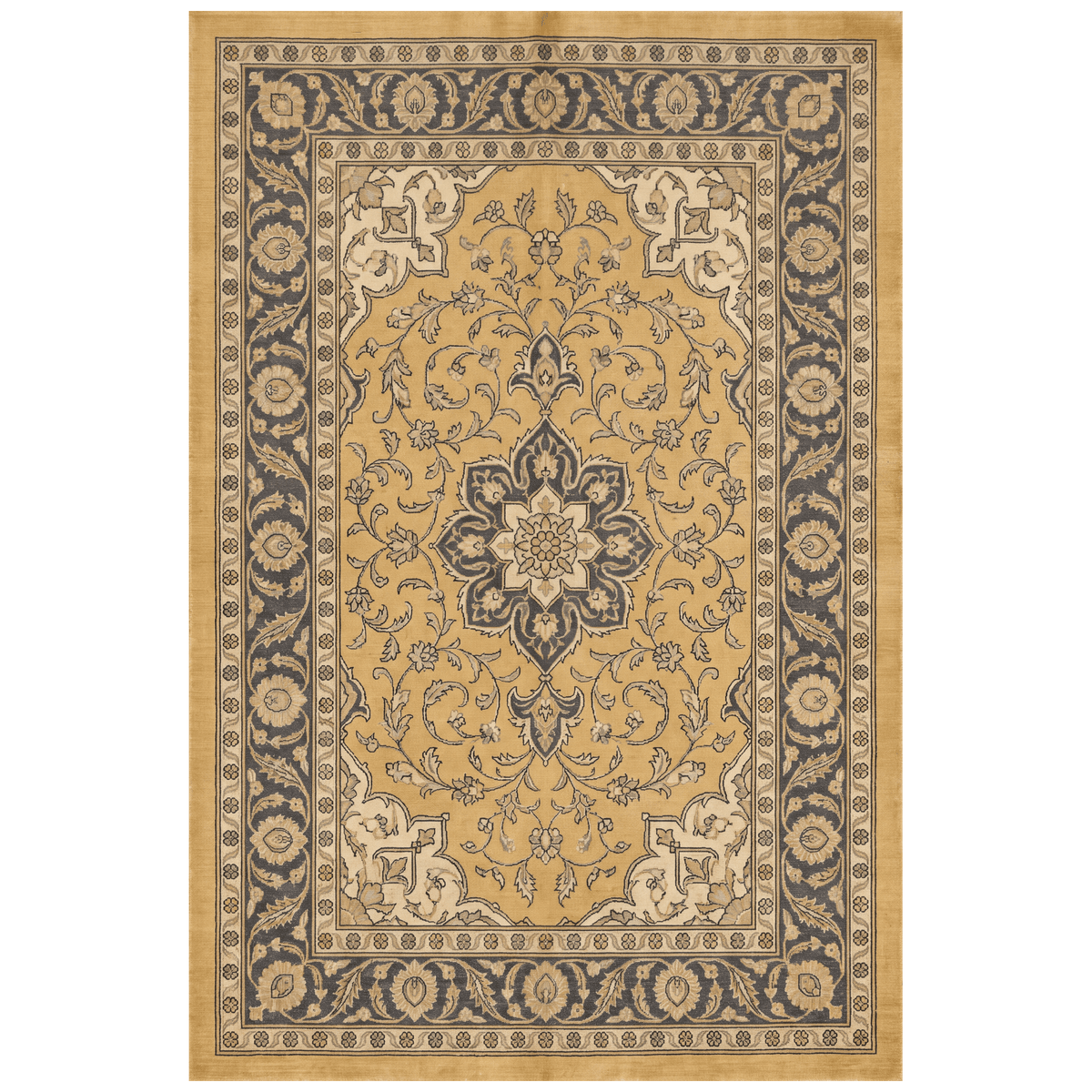 Liverwort Traditional Oriental Style Medallion Mustard Charcoal Ivory Washable Indoor Outdoor Entryway Rug - RugzellaDigital Print RugRugzellaRugzellaBBB593-RECT-24x47-60x120cmRGZLLA179111Rectangle2' x 3'11" (60x120 cm)RECTANGLE | HERO | Liverwort rectangle