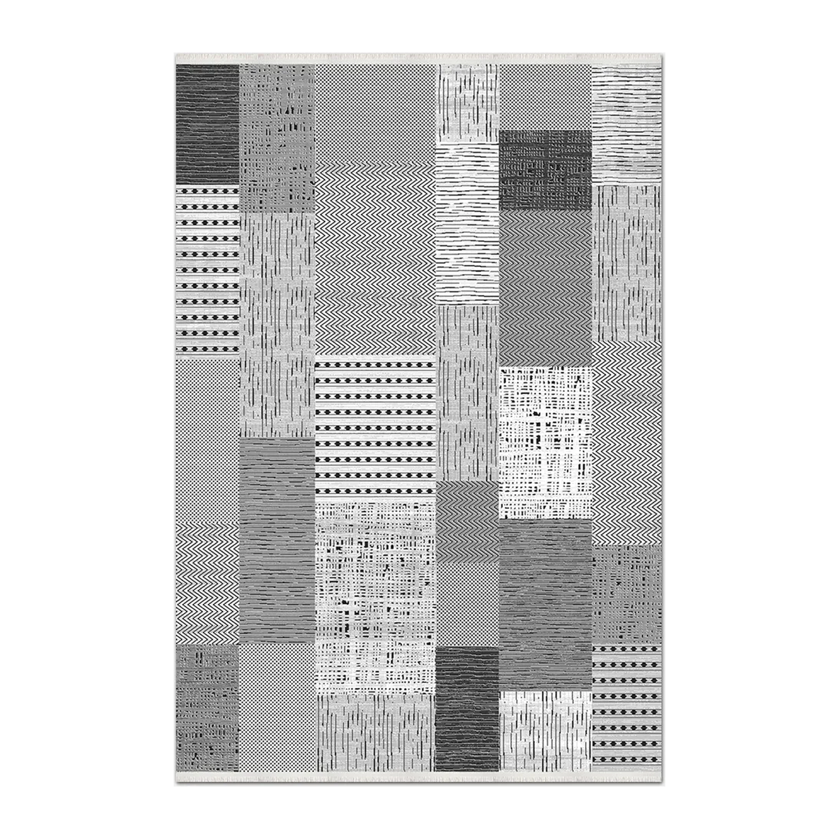RECTANGLE | HERO | Strand Grey White Black Patchwork Geometric Modern Machine W