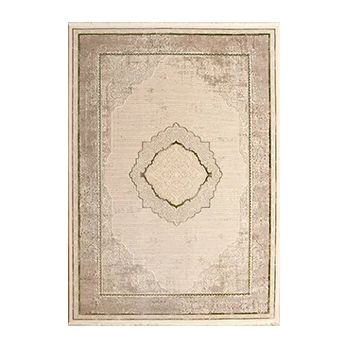 RECTANGLE | HERO | Zenith Cream Grey Traditional Damask Machine Woven Living Ro